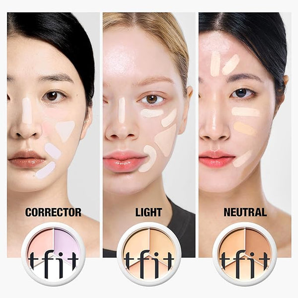 TFIT Multi-Use Pot Concealer - Triple Palette | High-Pigmented, Full Coverage & Crease-Proof