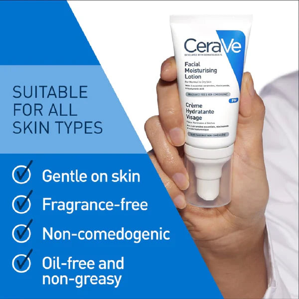 CeraVe PM Facial Moisturizing Lotion For Normal To Dry Skin